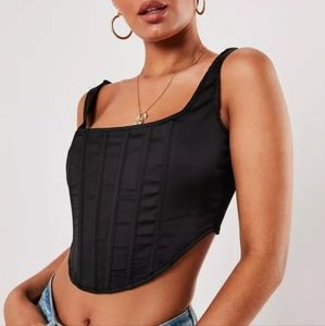 Missguided Black Satin Corset Top